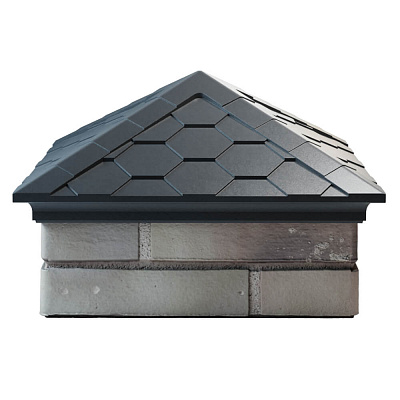 Колпак на столб забора Серый 1,5х1,5 кирпича Черепица размер под посадку 390х390мм